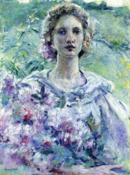 ロバート・リード Painting - 花を持つ少女 ロバート・リード夫人